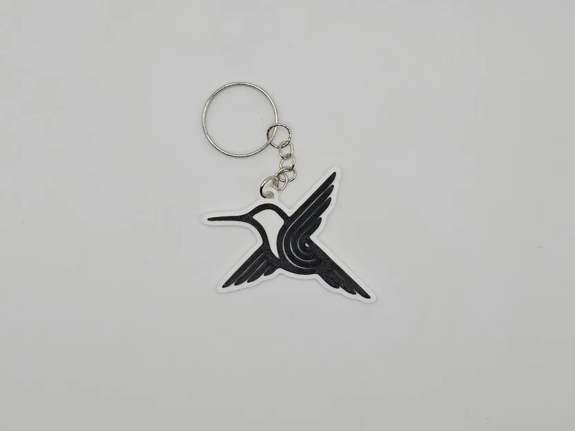 Móc khóa hình chim Colibri (chim ruồi) in 3D thiết kế hình học - Image 1