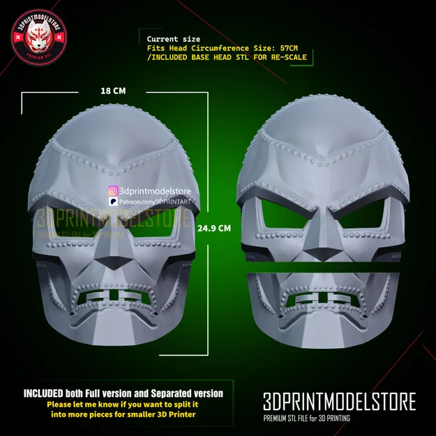 Mặt nạ Dr Doom - Mũ Doctor Doom Marvel - Props Cosplay - FREE STL - Image 7