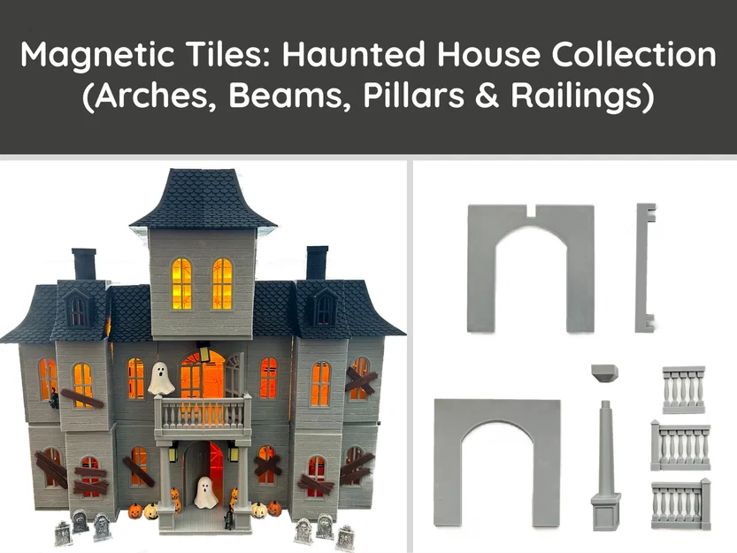 Nhà Ma Magnetic Tiles: Lan Can, Cột, Vòm & Dầm - Image 1