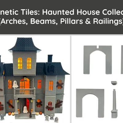 Nhà Ma Magnetic Tiles: Lan Can, Cột, Vòm & Dầm