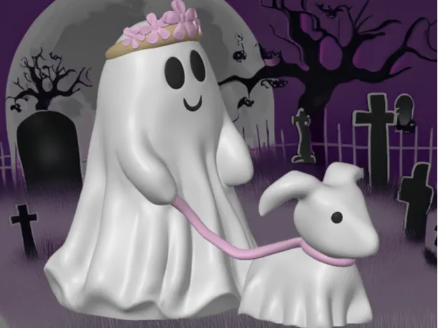 Chó Ma Đi Bộ Đội Vương Miện Hoa (Ghost Walking Dog with Flower Crown) - Image 1
