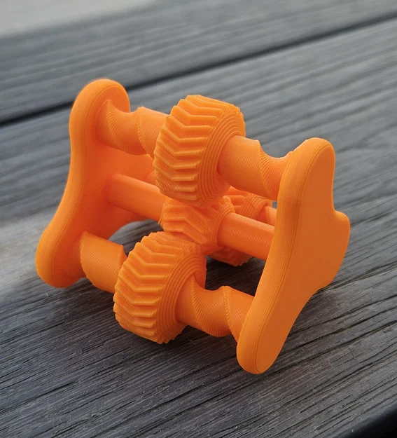 Đồ chơi fidget 3 trụ xoắn bánh răng (Print-In-Place, có supports) - Image 3