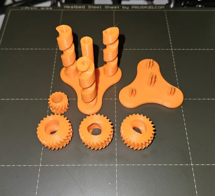 Đồ chơi fidget 3 trụ xoắn bánh răng (Print-In-Place, có supports) - Image 5