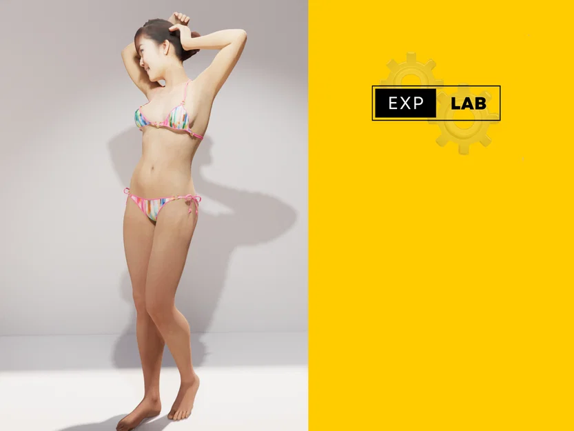 Mô hình 3D nhân vật cô gái mặc bikini cho sa bàn kiến trúc - Image 1