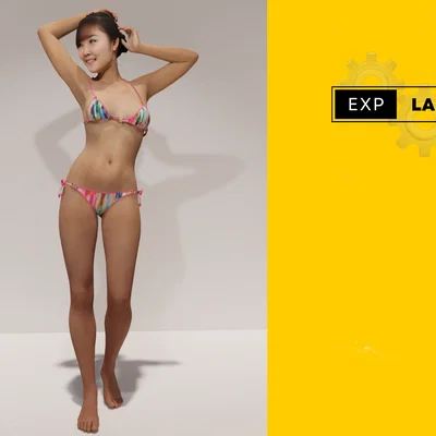 Mô hình 3D nhân vật cô gái mặc bikini cho sa bàn kiến trúc