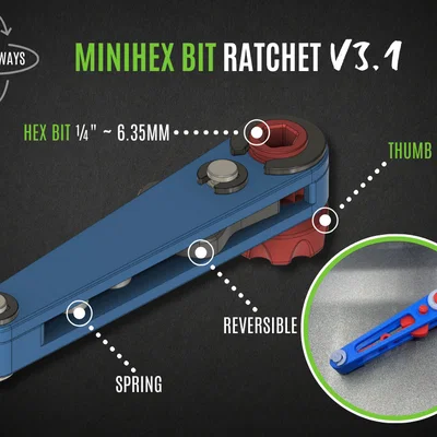 MiniHex Bit Ratchet v3.1 – Ratchet hex bit 1/4 inch nhỏ gọn