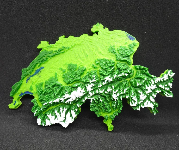 Bản Đồ Relief 3D Địa Hình Thụy Sĩ (Switzerland) - Topographical Map - Image 1