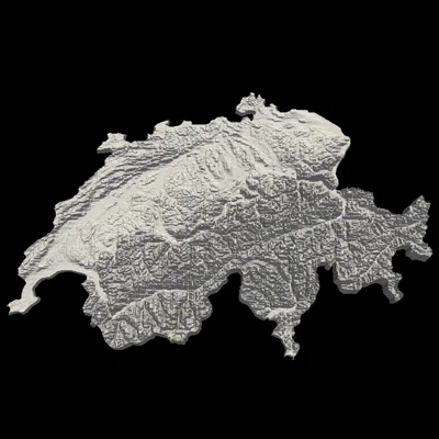 Bản Đồ Relief 3D Địa Hình Thụy Sĩ (Switzerland) - Topographical Map