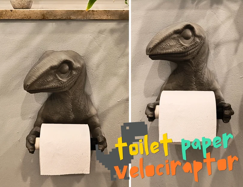 Toiletpaper Velociraptor – Giá treo giấy vệ sinh hình Velociraptor - Image 1