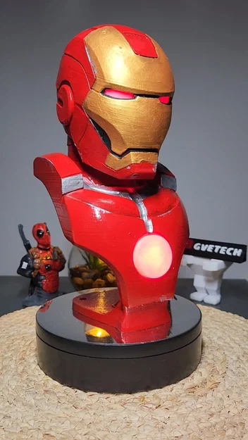 Mô hình tượng bán thân Iron Man tự lắp đèn LED cực chất - Image 5