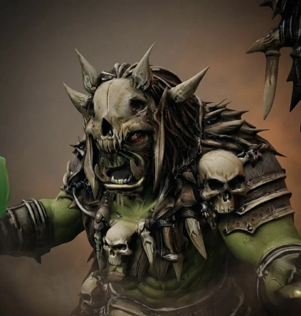 Bloodbound Realms – Orc – Bonefire Shaman, Phù thủy chiến trường (Mô hình STL 3D Dark Fantasy) - Image 4