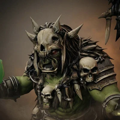 Bloodbound Realms – Orc – Bonefire Shaman, Phù thủy chiến trường (Mô hình STL 3D Dark Fantasy)