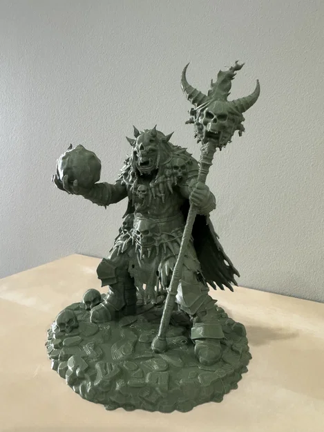 Bloodbound Realms – Orc – Bonefire Shaman, Phù thủy chiến trường (Mô hình STL 3D Dark Fantasy) - Image 5