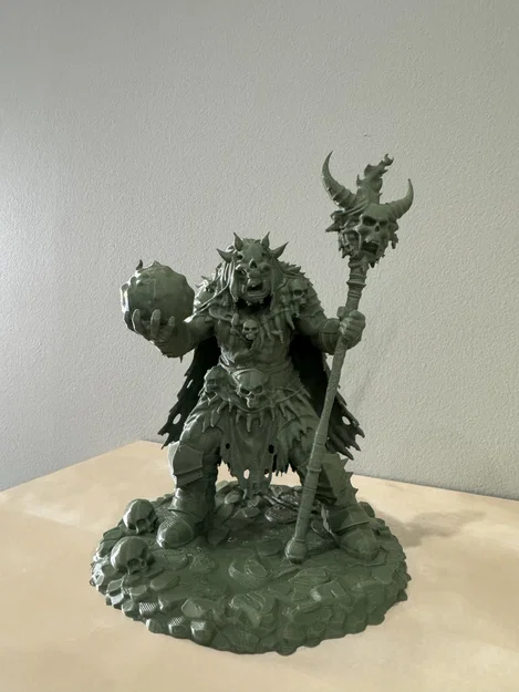 Bloodbound Realms – Orc – Bonefire Shaman, Phù thủy chiến trường (Mô hình STL 3D Dark Fantasy) - Image 7