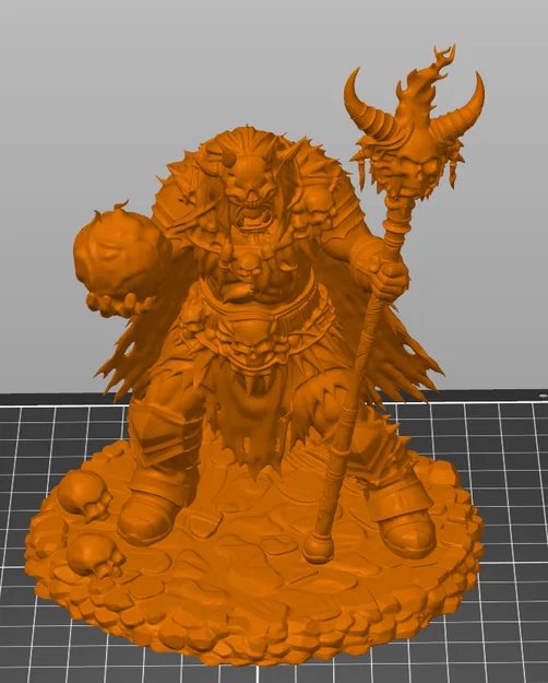 Bloodbound Realms – Orc – Bonefire Shaman, Phù thủy chiến trường (Mô hình STL 3D Dark Fantasy) - Image 8