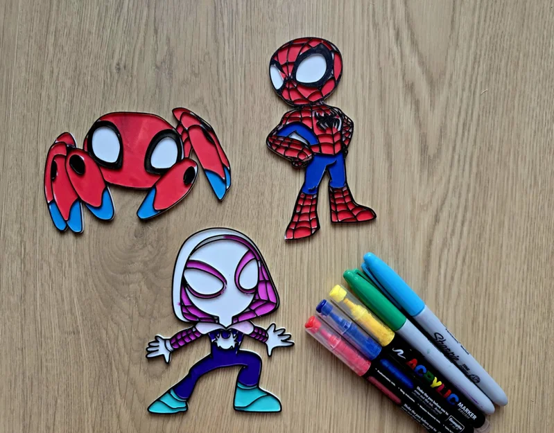 Bộ Mô Hình Spiderman và Spidey Gwen Tự Tô Màu DIY - Image 1