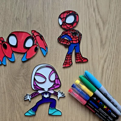 Bộ Mô Hình Spiderman và Spidey Gwen Tự Tô Màu DIY