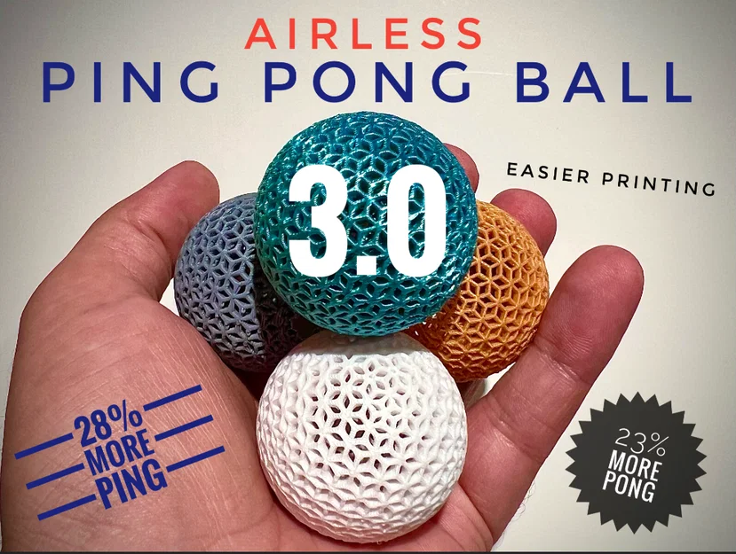 Mô hình quả bóng Ping Pong Airless 3.0 in 3D độc đáo - Image 1