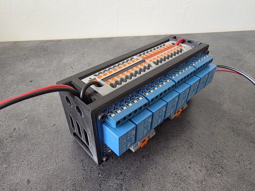Giá gắn DIN rail 2x module relay 8 kênh + PTFIX terminal block I2C - Image 1