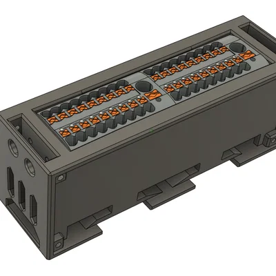 Giá gắn DIN rail 2x module relay 8 kênh + PTFIX terminal block I2C
