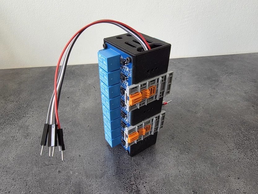 Giá gắn DIN rail 2x module relay 8 kênh + PTFIX terminal block I2C - Image 9