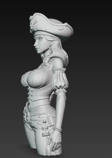 Mô hình tượng bán thân nữ cướp biển (Female Pirate Bust) in 3D đẹp mắt - Image 3