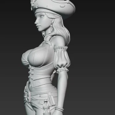 Mô hình tượng bán thân nữ cướp biển (Female Pirate Bust) in 3D đẹp mắt