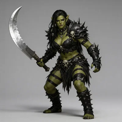 Mô hình 3D Nữ chiến binh Ork cầm kiếm cực ngầu cho in Resin