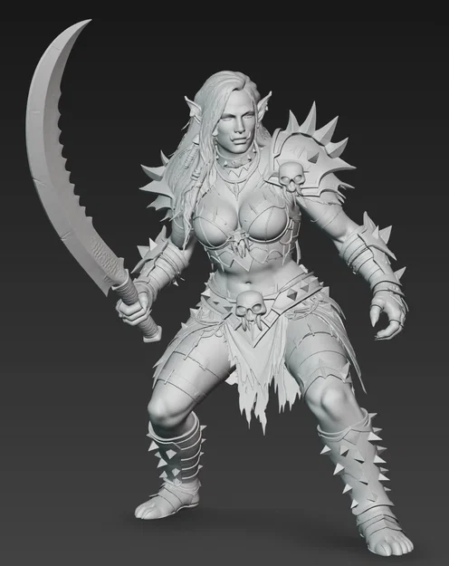 Mô hình 3D Nữ chiến binh Ork cầm kiếm cực ngầu cho in Resin - Image 2