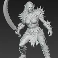 Mô hình 3D Nữ chiến binh Ork cầm kiếm cực ngầu cho in Resin - Thumbnail 2