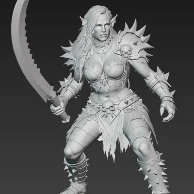 Mô hình 3D Nữ chiến binh Ork cầm kiếm cực ngầu cho in Resin