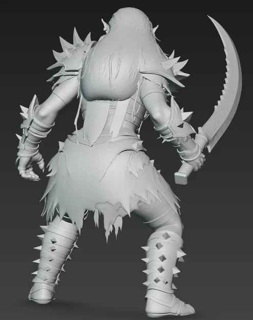 Mô hình 3D Nữ chiến binh Ork cầm kiếm cực ngầu cho in Resin - Image 3