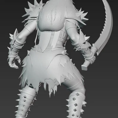 Mô hình 3D Nữ chiến binh Ork cầm kiếm cực ngầu cho in Resin