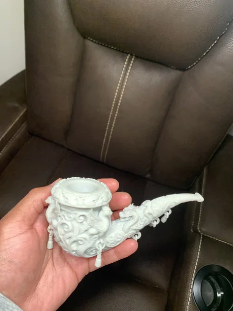Tẩu hút thuốc TRANG TRÍ tự đứng, hoa văn ornate, có tua rua - Image 3