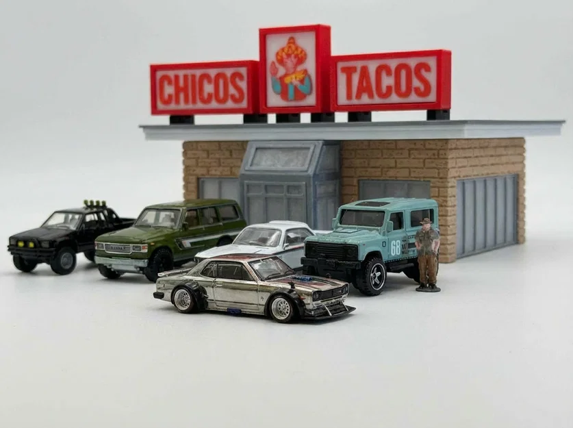 Mô hình diorama tiệm ăn Chicos Tacos tỷ lệ 1/64 độc đáo - Image 1