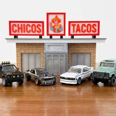 Mô hình diorama tiệm ăn Chicos Tacos tỷ lệ 1/64 độc đáo