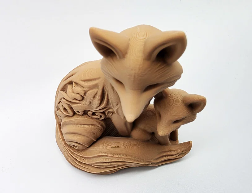 Mô hình 3D Cáo mẹ và Cáo con điêu khắc gỗ tinh xảo - Image 4
