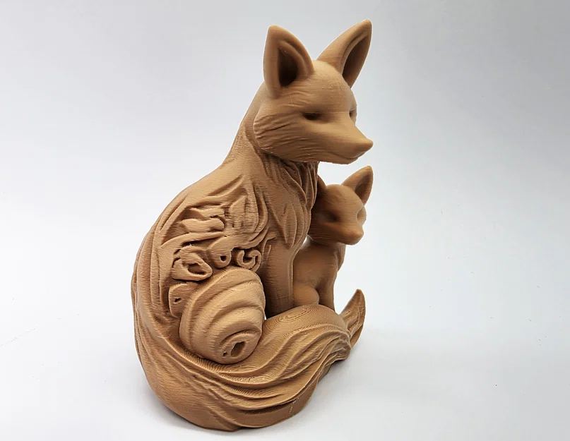 Mô hình 3D Cáo mẹ và Cáo con điêu khắc gỗ tinh xảo - Image 5
