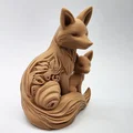 Mô hình 3D Cáo mẹ và Cáo con điêu khắc gỗ tinh xảo - Thumbnail 5