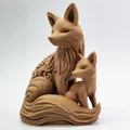Mô hình 3D Cáo mẹ và Cáo con điêu khắc gỗ tinh xảo - Thumbnail 6