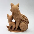 Mô hình 3D Cáo mẹ và Cáo con điêu khắc gỗ tinh xảo - Thumbnail 7