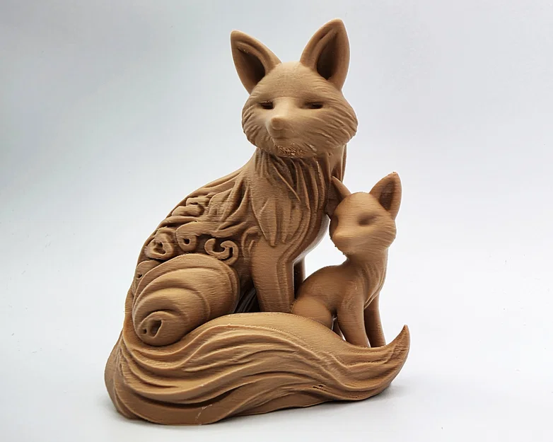Mô hình 3D Cáo mẹ và Cáo con điêu khắc gỗ tinh xảo - Image 8