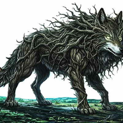 Mô hình 3D Branch-Crowned Wolf: Sói rừng kỳ bí cho bộ sưu tập