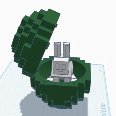 Mô hình trứng Phục sinh Minecraft với chú thỏ đáng yêu