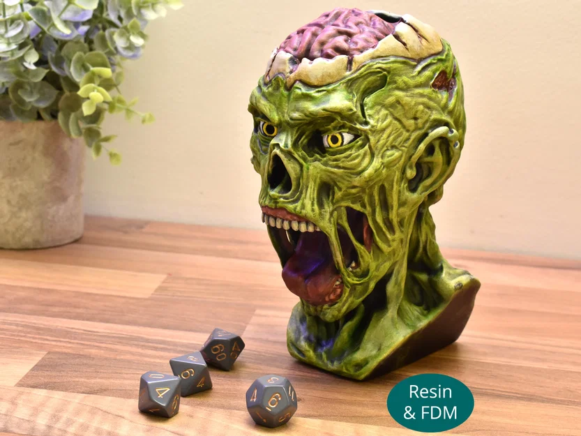 Tháp Tung Xúc Xắc Đầu Zombie – In Được Cho Cả Resin & FDM - Image 2