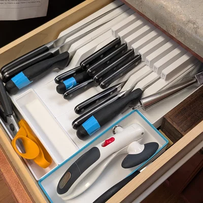 Khay cắm dao Gridfinity tinh chỉnh cho ngăn kéo nông