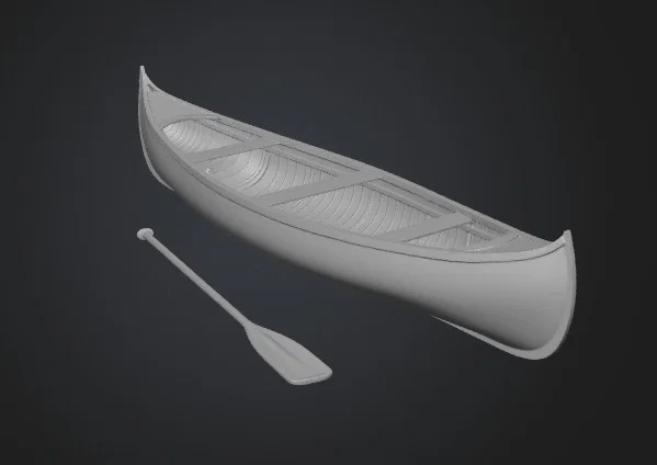 Mô hình thuyền độc mộc Wooden Canoe cổ điển - File in 3D chất lượng - Image 1