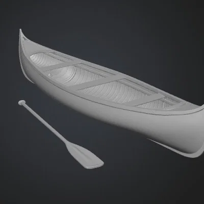 Mô hình thuyền độc mộc Wooden Canoe cổ điển - File in 3D chất lượng