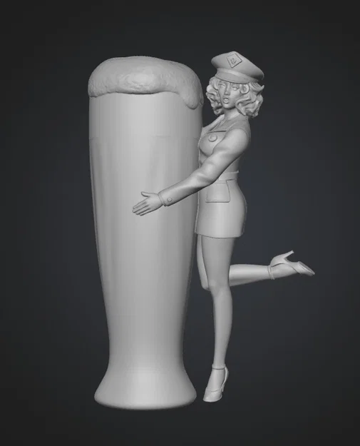 Mô hình 3D Badge and Brew: Cô nàng cảnh sát quyến rũ và ly bia - Image 1