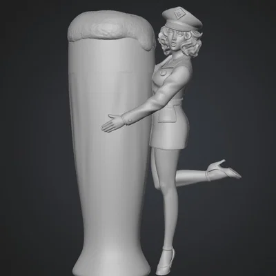 Mô hình 3D Badge and Brew: Cô nàng cảnh sát quyến rũ và ly bia
